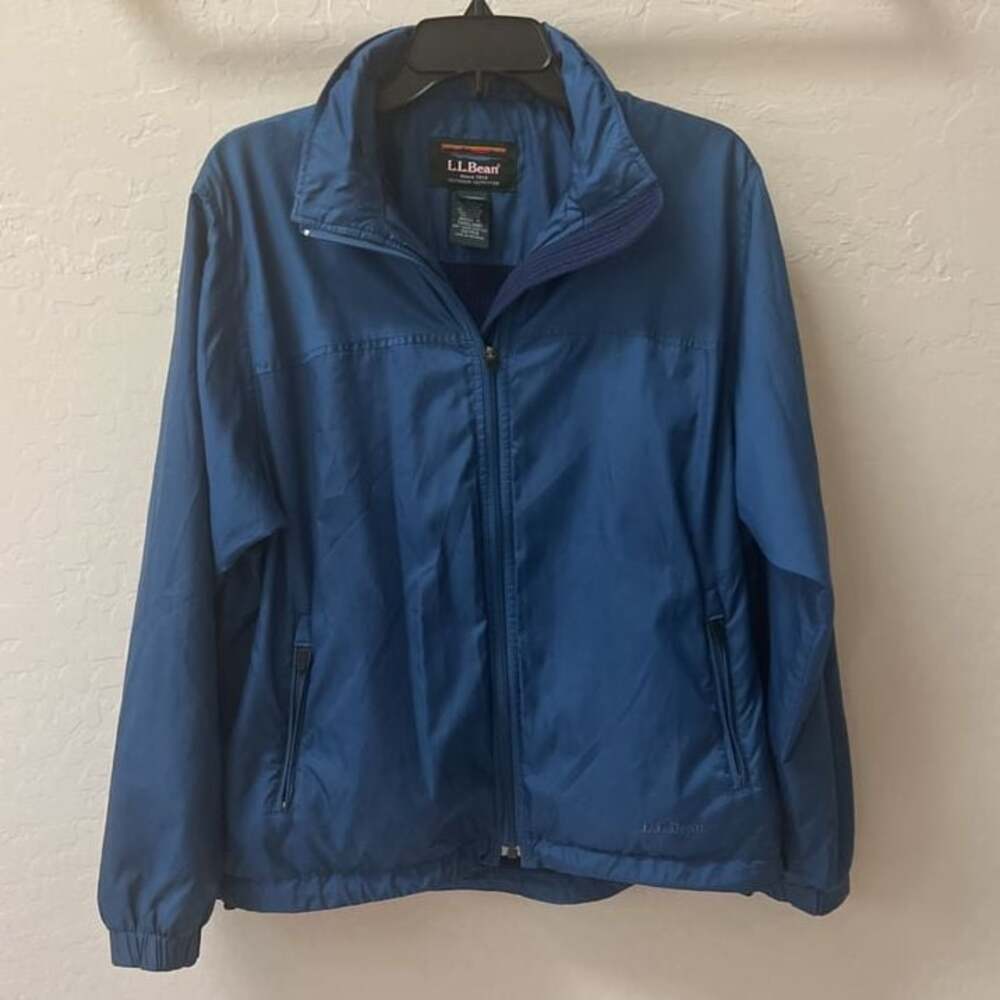 L.L.Bean Women’s Blue Fleece Lined Full Zip Jacket Medium - Picture 2 of 12